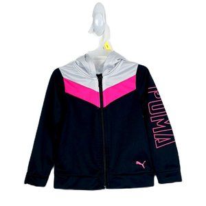 Puma Sweater Toddler 2T Kids Hoodie Black Pink Full Zip Front Activewear…